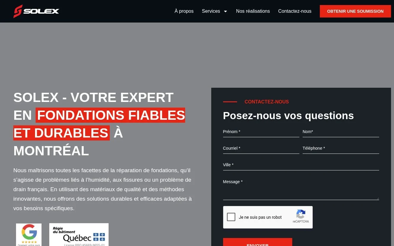 Aperçu du site de Solex