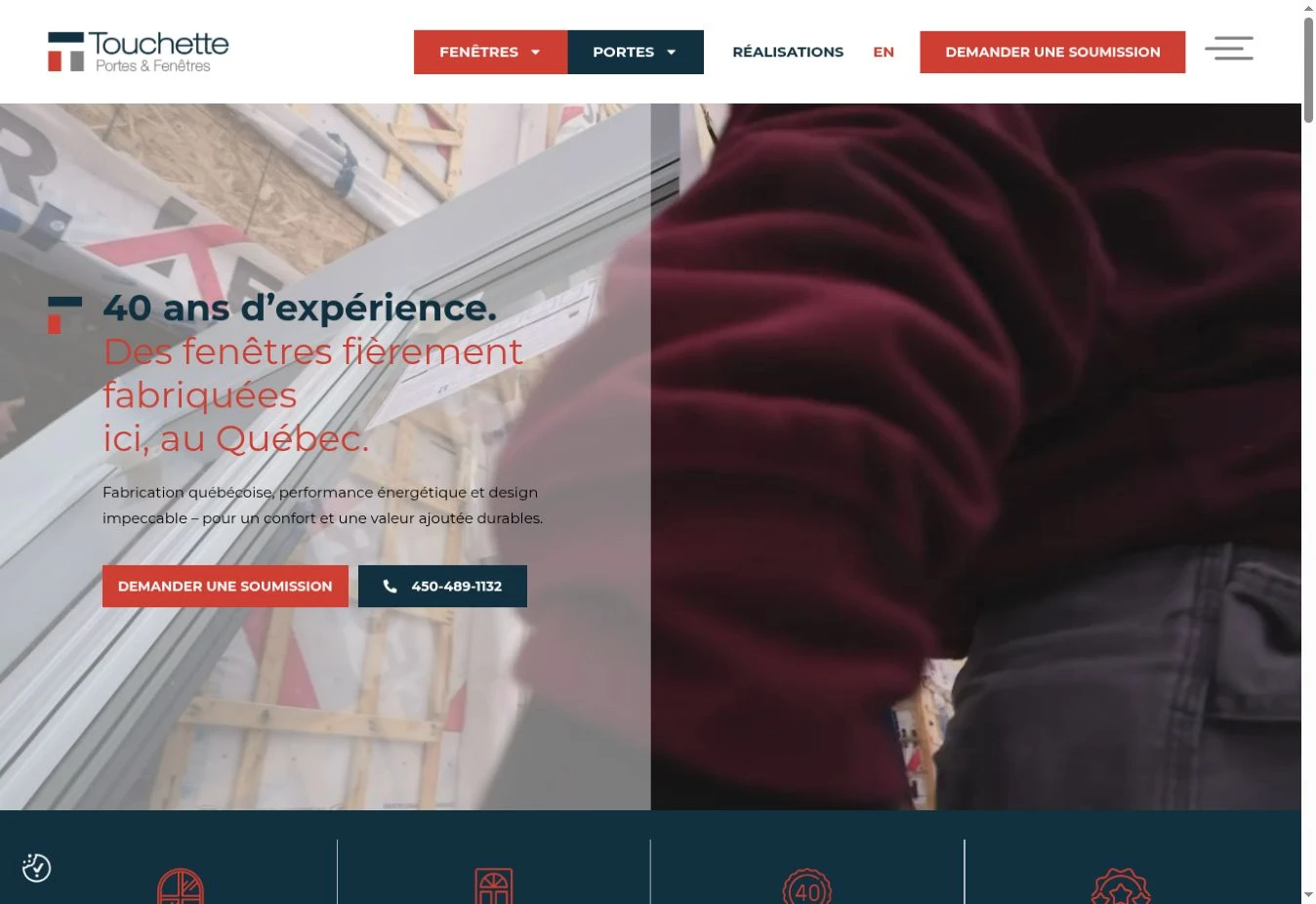 Aperçu du site de Touchette Portes et Fenêtres