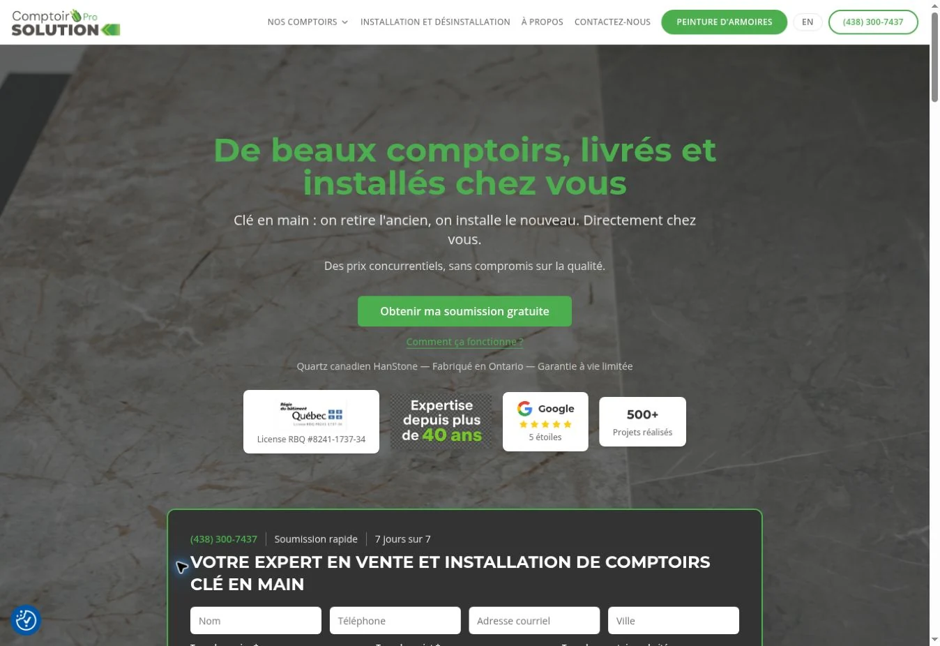 Aperçu du site de Comptoir Pro Solution