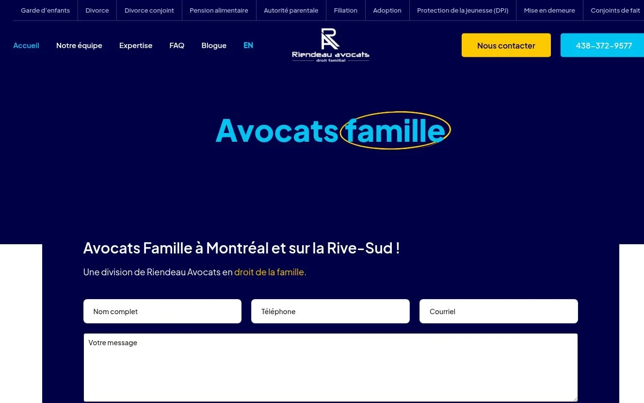 Aperçu du site de Avocats Famille