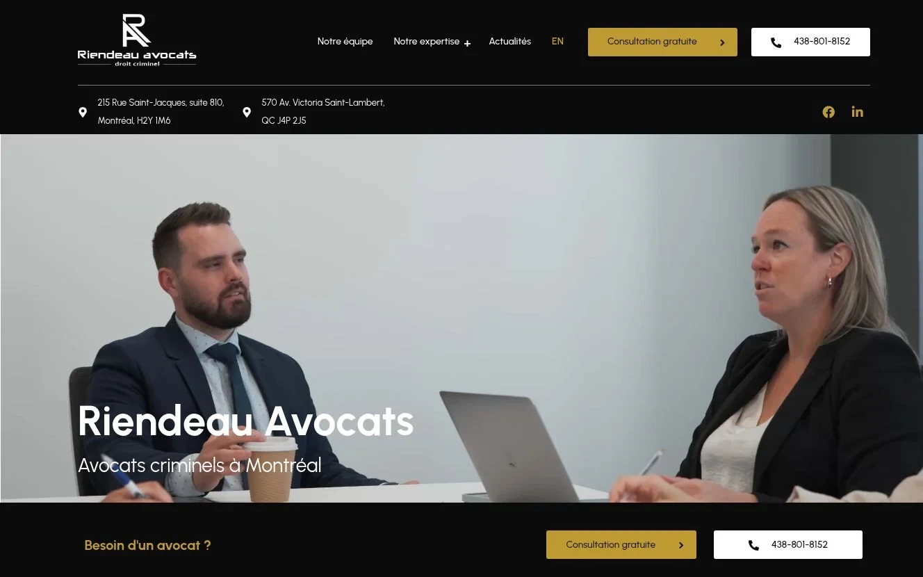 Aperçu du site de Riendeau Avocats