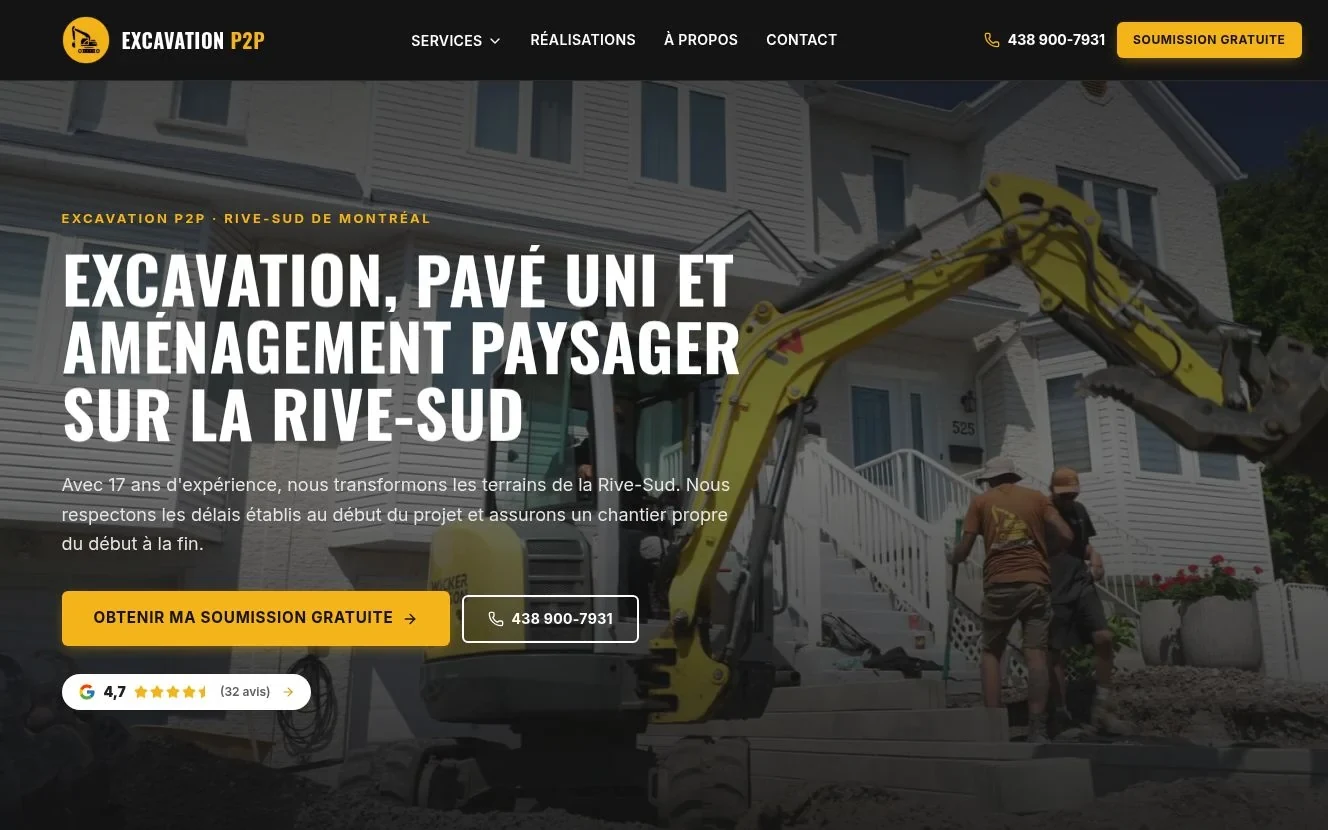 Aperçu du site de Excavation P2P