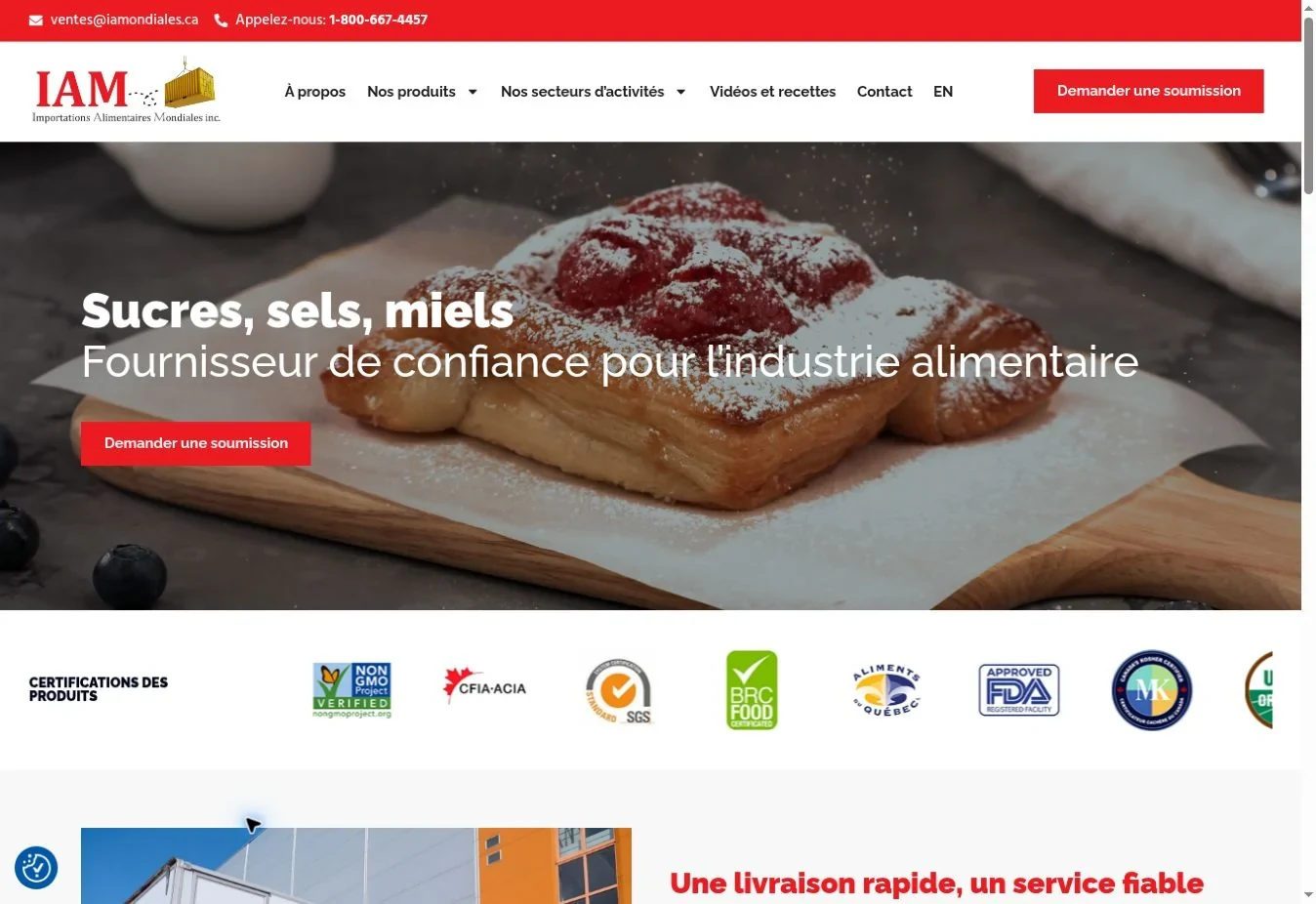 Aperçu du site de Importations Alimentaires Mondiales
