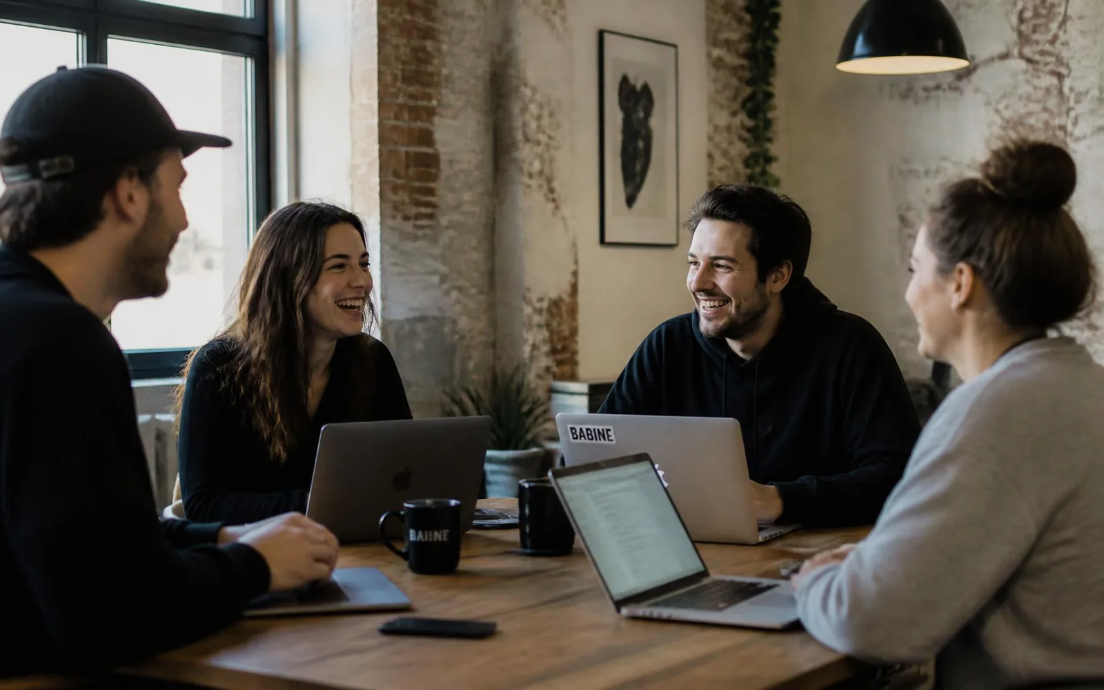 L'équipe de Conception Web au travail sur un projet de site