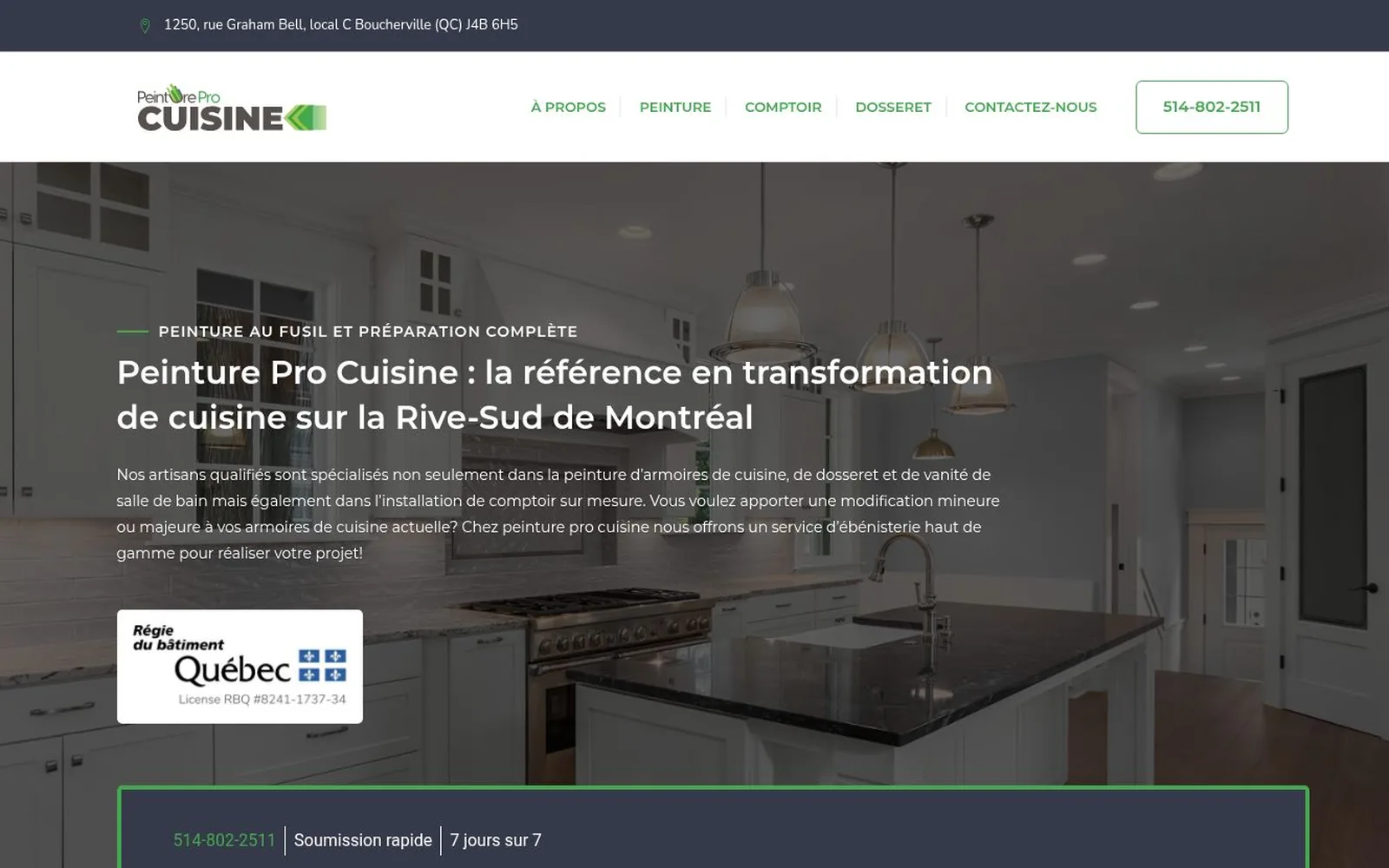 Aperçu du site Peinture Pro Cuisine