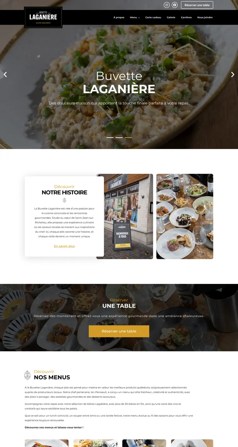 Page d'accueil du site de Buvette Laganière